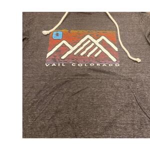 Vail Colorado‎ Hoodie Unisex Small Gray Long Sleeve Pocketed Drawstring Pullover
